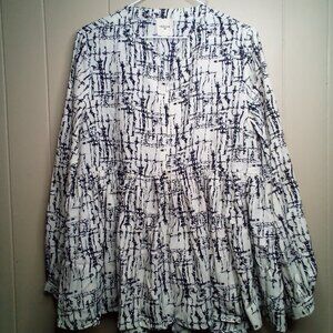 Madeleine Blouse Shirt S Babydoll Long Sleeve White Black